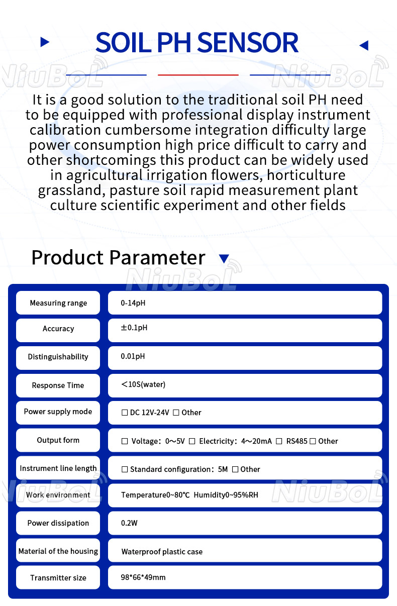 Soil pH sensor RS485 soil detection instrument online real-time ...